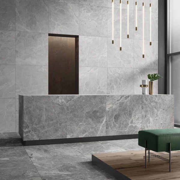 MARMOSTONE DARK GREY POLISHED RECTIFIED PORCELAIN TILE